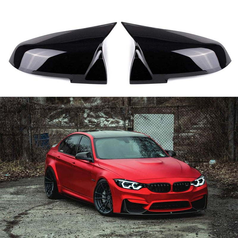 Door Rearview Mirror Cover Cap Replacement for BMW F20 F22 F23 F30 F31 F32 F33 F36 F87 M2 X1 E84 (Glossy Black) Glossy Black