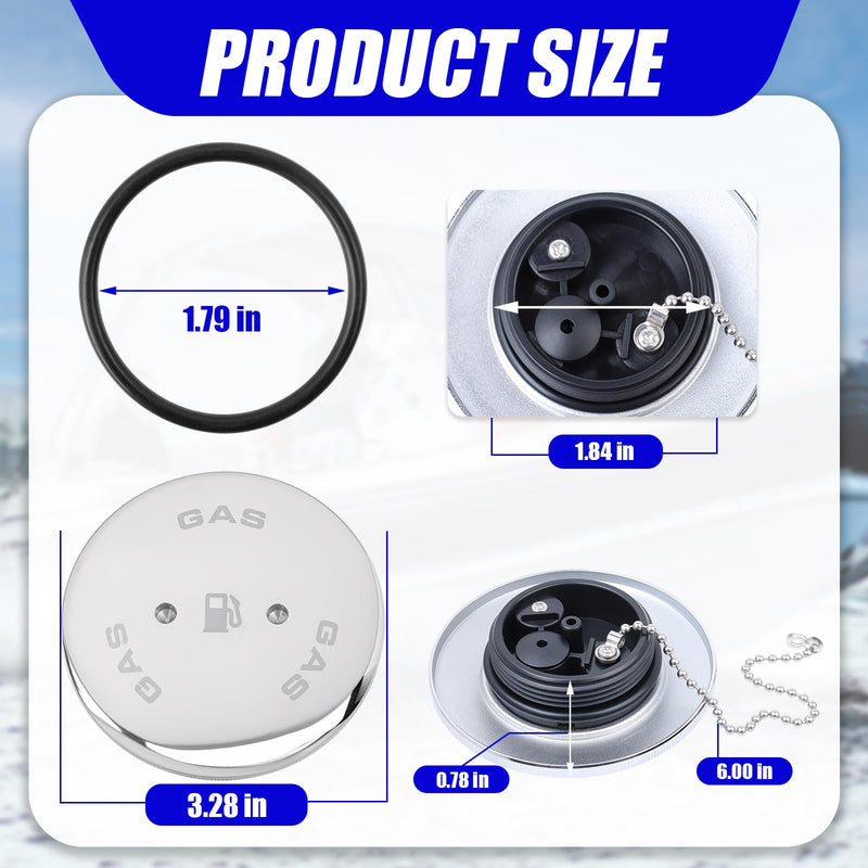 0540DPG99A Marine Fuel Tank Cap for Perko 1-1/2" Vented Gas Deck Fill, Includes Wrench, O-Ring & Chain