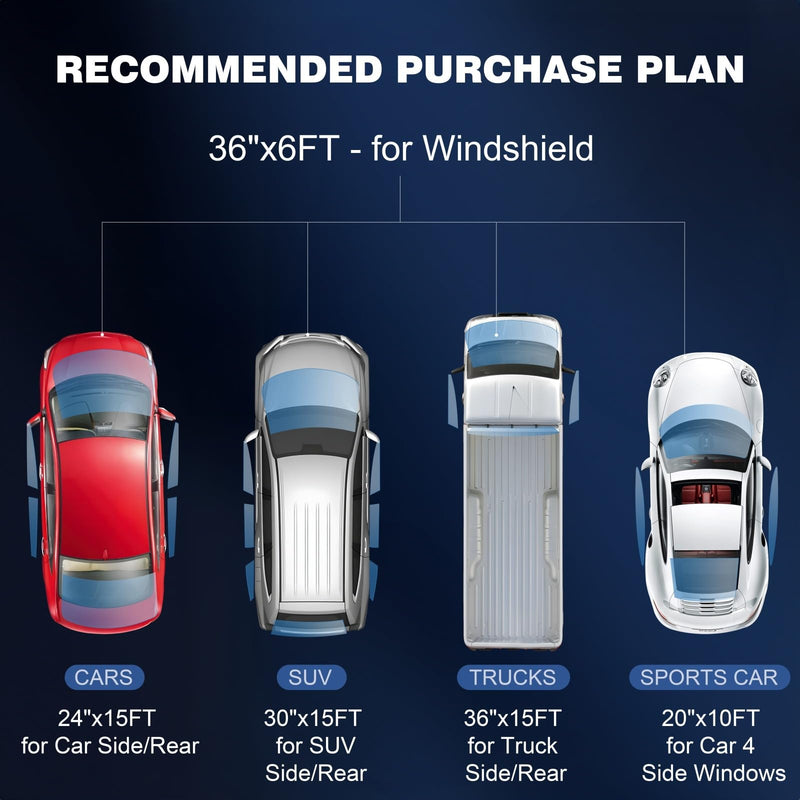 Window Tint Film for Cars Privacy Protection Automotive Film 35% VLT Nano Ceramic Car Winodw Tint Front Windshield Heat Glare UV IR Rays Block Scratch Resistance 30" X15ft 30"x15FT - for SUV Side/Rear