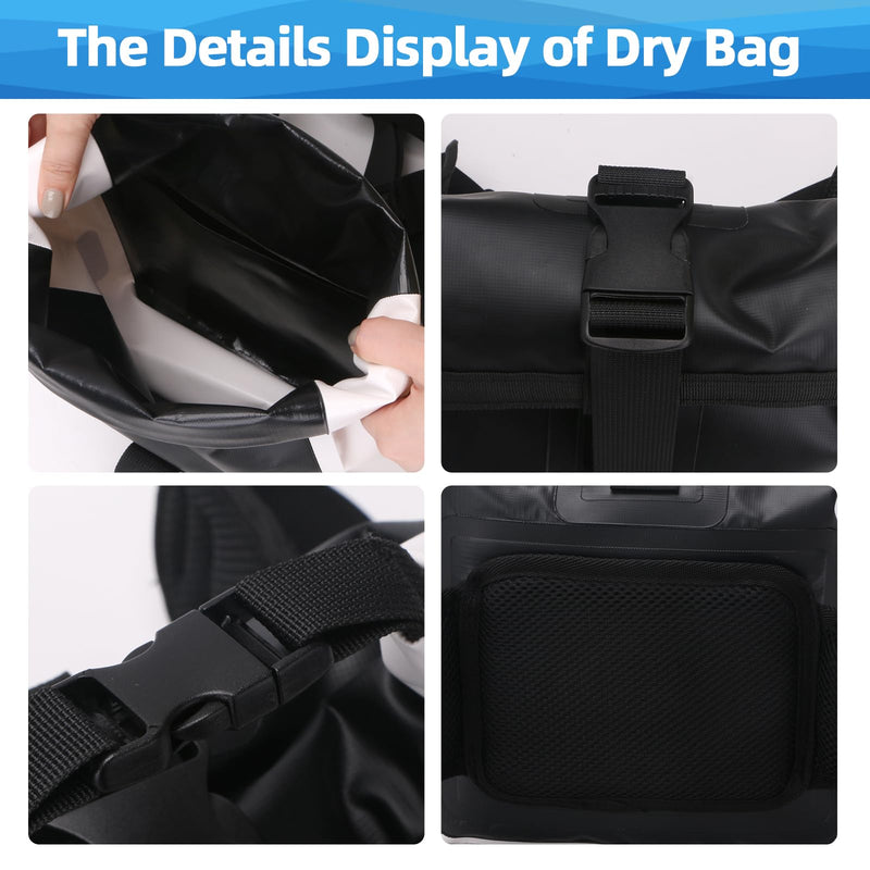 Waterproof Fanny Pack, Floating Dry Bag Pouch with Adjustable Waist Strap Large Capacity, Waterproof Waist Bag for Kayaking Boating Fishing Cycling Beach (Black) Black