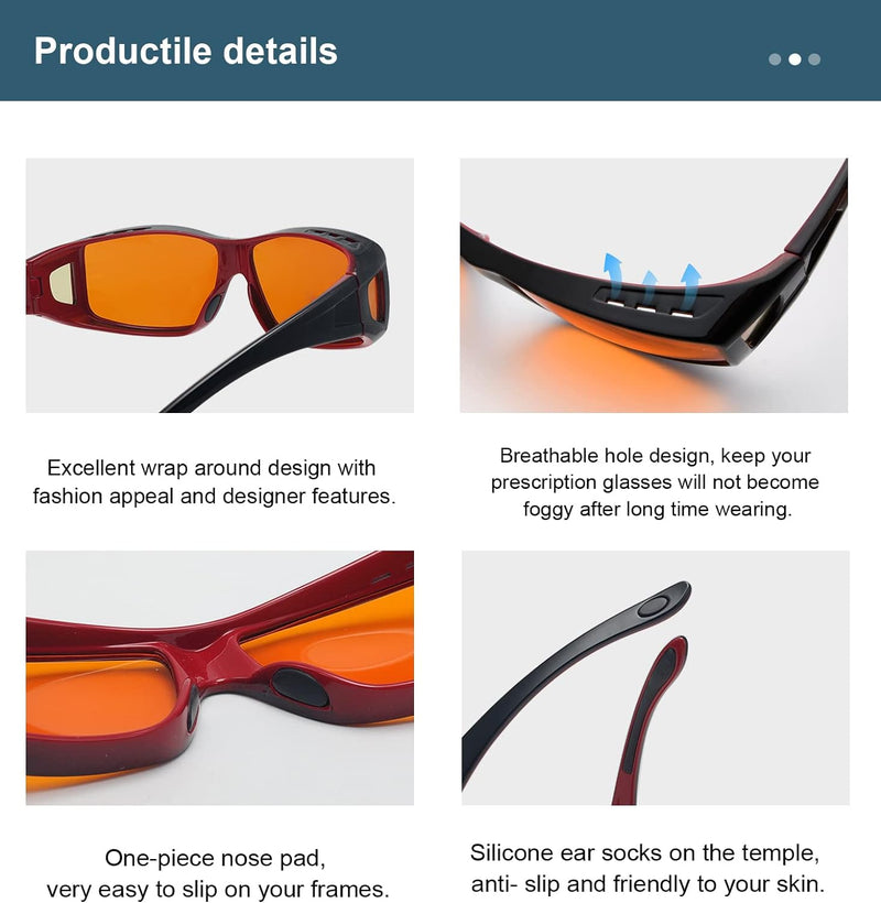  [AUSTRALIA] - AHT Computer Glasses for Women and Men - Fit Over Blue Light Blocking Glasses, Wear Over Prescription Glasses/Reading Glasses, 100% UV Protection, Reduce Eye Strain, Sleep Better