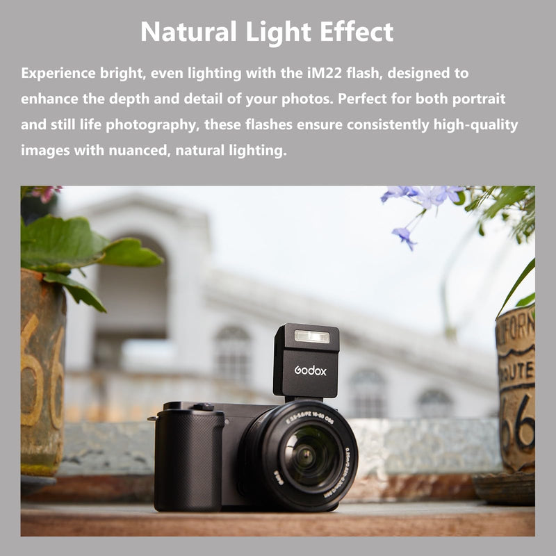 Godox iM22 White Camera Flash for Canon Sony Nikon Fuji Panasonic Olympus Pentax and Other DSLR Cameras with Standard Hot Shoe,3s Recycle Time,440 Full-Power Flashes