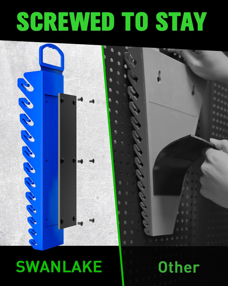 SWANLAKE 2-Piece Magnetic Wrench Organizer Toolbox Holder, SAE (1/4'' to 15/16''), Metric (6mm to 24mm) Ratchet Wrench Organizers, Total Hold 24 Slots Wrenches Holder for Tool Box 2PCS-24 Slots