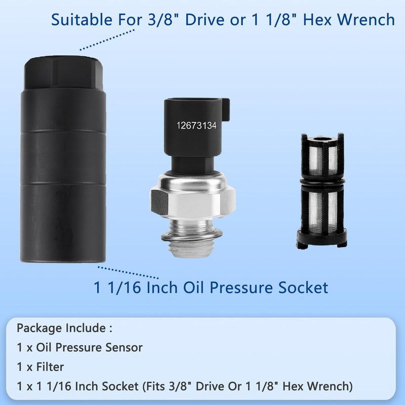 PS690 Oil Pressure Sensor With Socket For 2009-2020 Chevy Silverado 1500 2500 3500 4500 Tahoe Suburban Express Cruze Avalanche Caprice SS, GMC Savana Sierra Yukon Canyon, Cadillac CTS Escalade ESV EXT