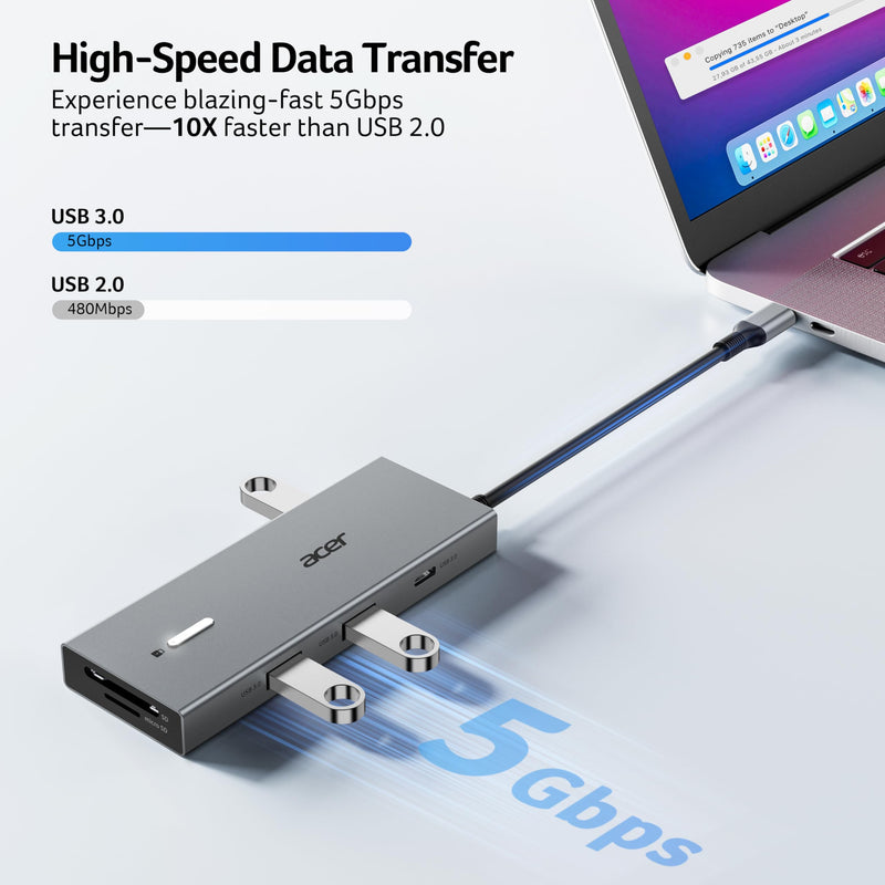 Acer USB-C Docking Station Dual Monitor, 9-in-1 Laptop Dock with 2 HDMI | Laptop Docking Station with 4K@60Hz HDMI, USB A&C 3.0, SD/Micro SD, 100W PD Compatible with Acer/Dell XPS/HP/Mac (0.65FT) 0.65FT
