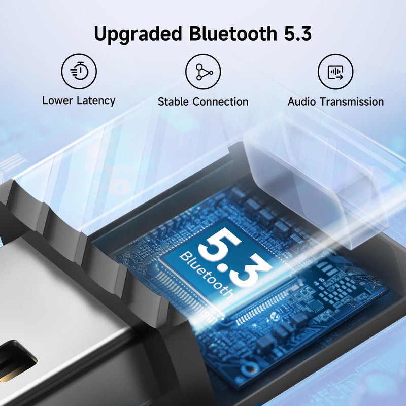 USB Bluetooth Adapter for PS5 - USB-C Wireless Audio Bluetooth 5.3 Transmitter with APTX Low Latency & aptX-Adaptive, Plug & Play for Headphone/Earbuds/PS4/Switch/Laptop/PC Black