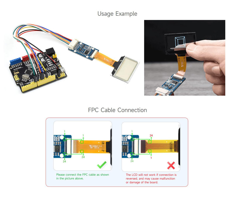 Waveshare 1.51inch Transparent OLED 128×64 Resolution Compatible with Raspberry Pi 4B/3B+/3A+ Embedded Independent Driver Chip SPI/I2C Interfaces Light Blue Color Display