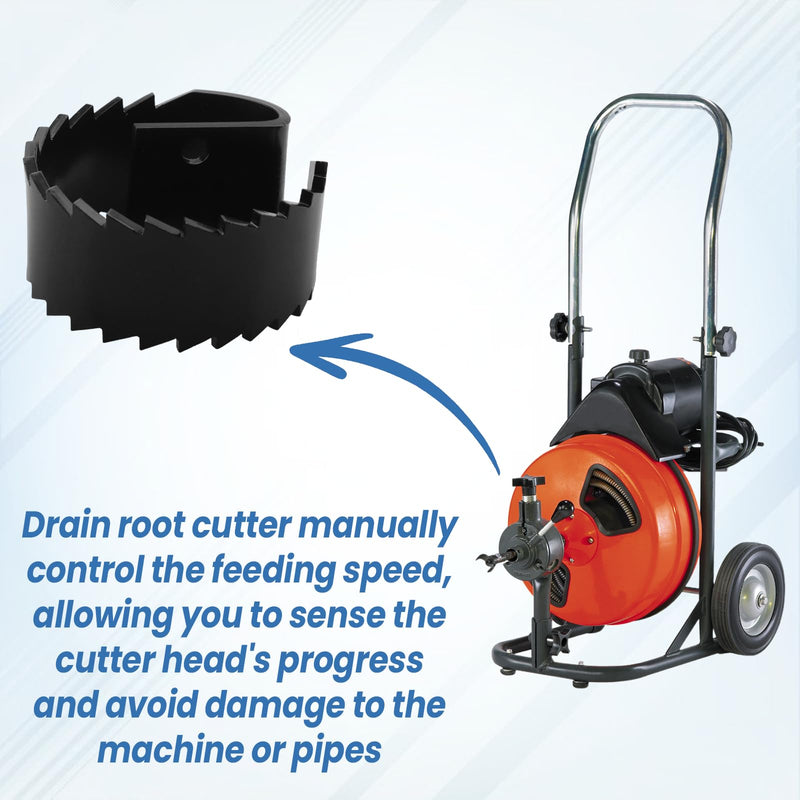 3HDB Heavy Duty Root Saw Drain Cleaner Cutter for General Wire 5/8 to 3/4 Inch Drain Cables that have connectors