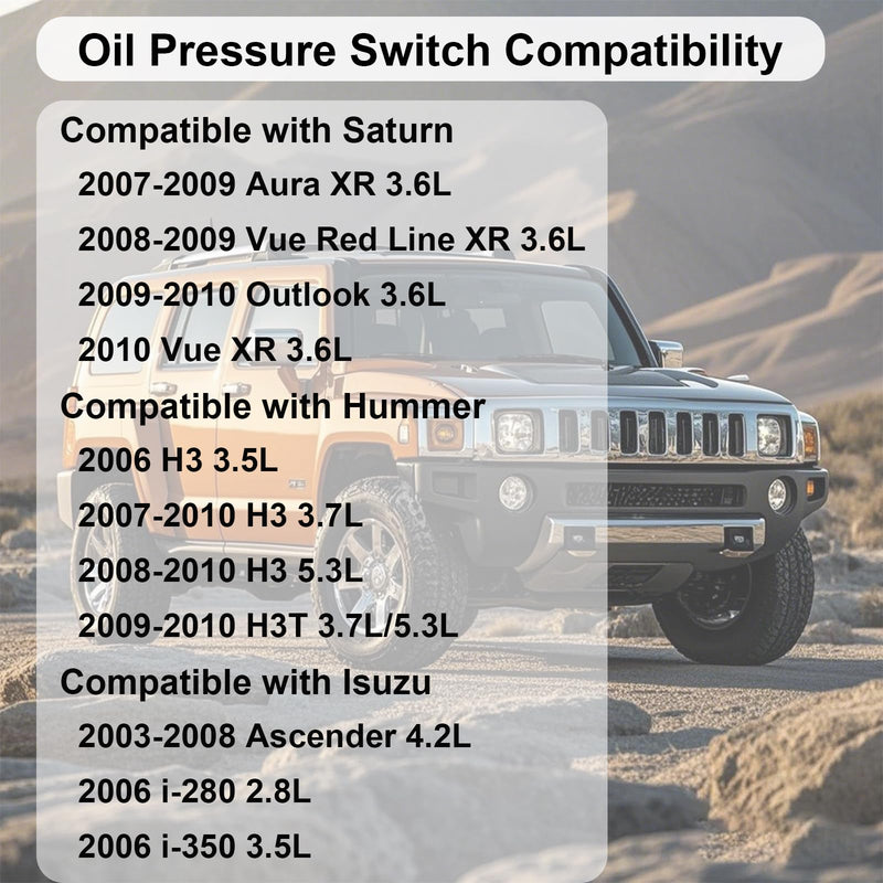 D1843A Oil Pressure Sensor, 12635957 Oil Pressure Sending Unit Compatible with GMC Envoy Canyon & Chevy Colorado Equinox Trailblazer Malibu Impala & Buick Lacrosse Enclave Rainier & Cadillac SRX