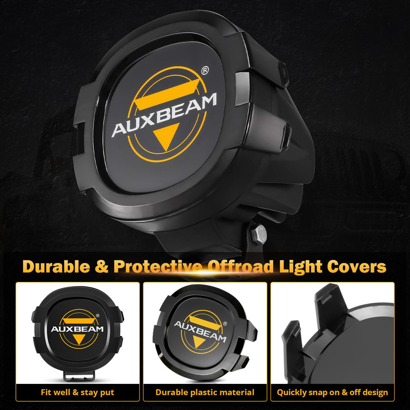 Auxebam 4 inch Black Offroad Light Covers, 2Pcs LED Round Pod Cover Waterproof Polycarbonate Protective Lens for LED Cube Lights Driving Fog Light (Fit for ZD000670 ZD000671)