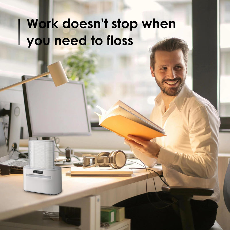 Smart Touchless Floss Pick Dispenser with Sensor - Refillable and Rechargable with 2 Cartridges (100 Picks) - Innovative and Hygienic Floss Pick Holder (Light Gray) Light Gray