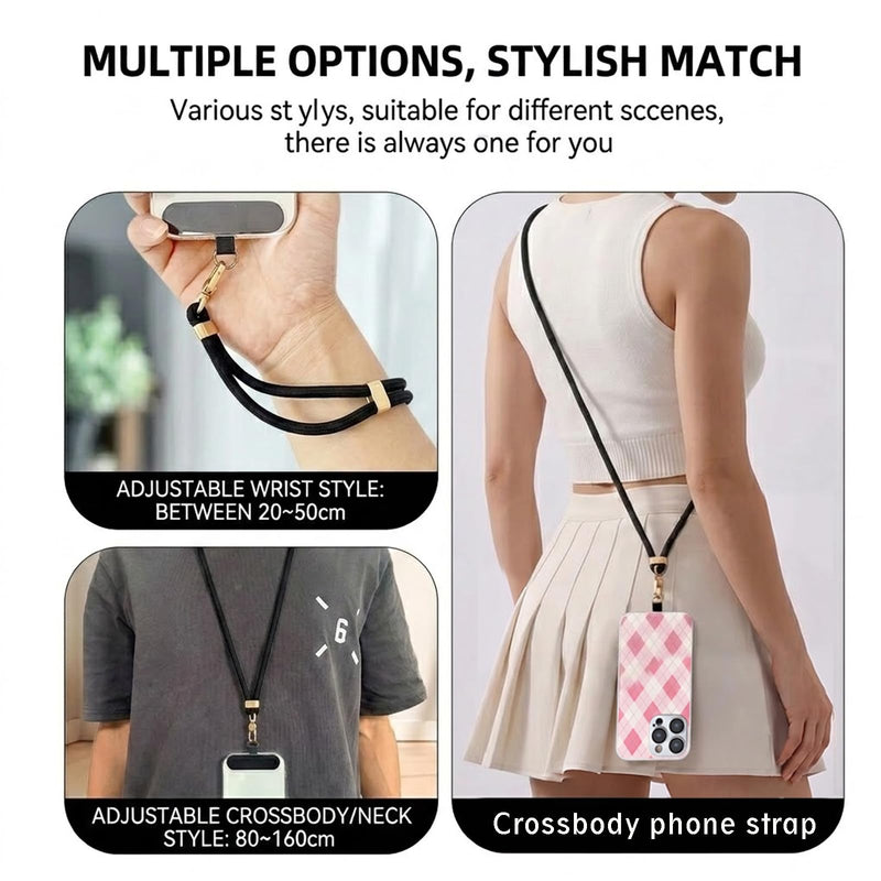 4 PCS Retractable Phone Lanyard Set Adjustable Anti-Theft - Anti-Lost Neck & Wrist Strap Tether for All Smartphones, Suitable for All Scenarios, Festival Travel Security