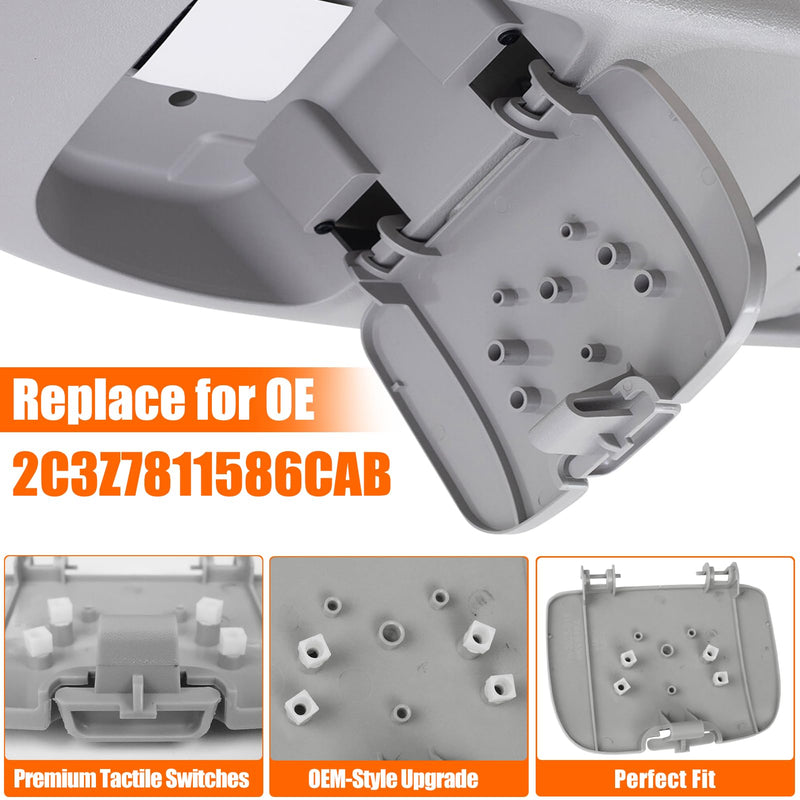 Compatible with Ford Super Duty Overhead Console Door F250 F350 F450 F550 2002 2003 2004, Replace for 2C3Z7811586CAB Garage Door Opener Bin, F350 Overhead Sunglasses Bin Door - Grey