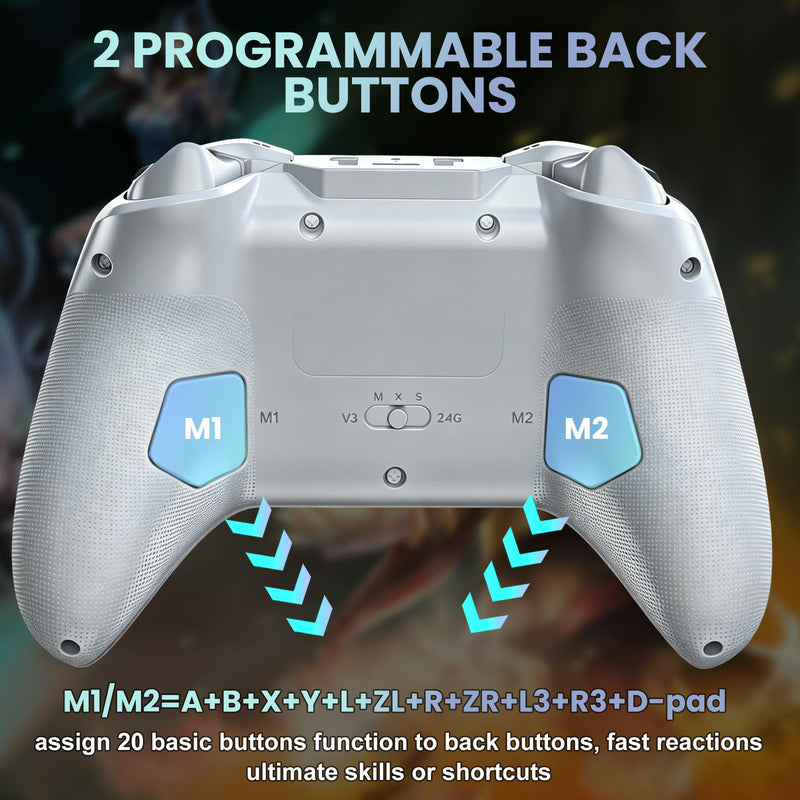 Megadream Game Controller for PC/Switch 2|Swith/Android/iPad/Tablet/iPhone Controller - RGB light - Hall Effect Trigger/Joystick - Call of Duty, Roblox, Genshin Impact, Direct Play, White