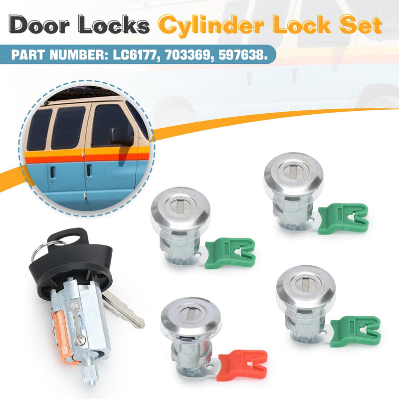 Ford Ignition Switch Lock Cylinder with Key - Fit for Econoline E150, E250, E350 Vans (1997-2020) - Replace LC6177, 703369, 597638