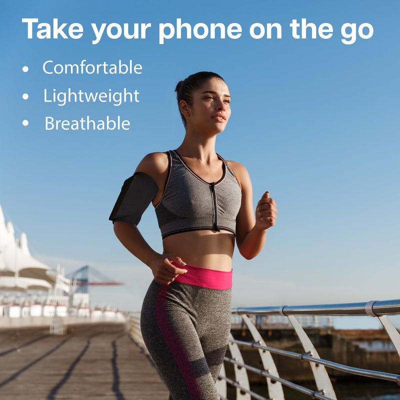 Running Phone Armband – Stretchable Sports Arm Band for All Phones, Fits 8–12” Arm Circumference, Ideal for Running, Cycling & Training (M) M
