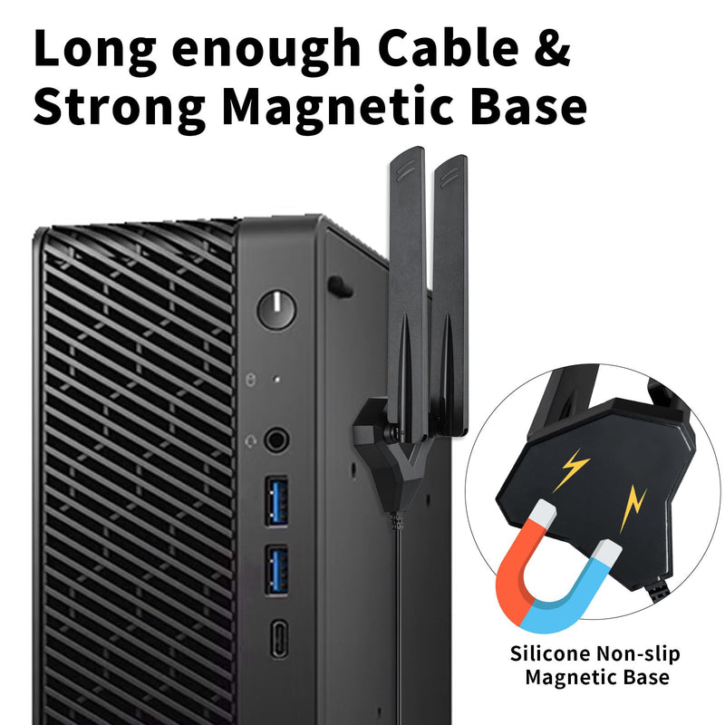 WiFi 6 6E Tri-Band 2.4GHz 5 GHz 6GHz Magnetic Base RP-SMA Antenna Boosts Signal for PC Desktop Computer Bluetooth Card WiFi 6E Card Gaming Motherboard Magnetic Antenna