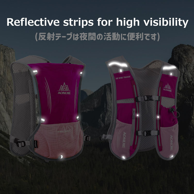 Azarxis Hydration Running Vest Backpack Pack 5L 5.5L for Women and Men Jogging Trail Race Marathon Cycling Hiking #1 Rose Red (5L) - with a Water Bladder (1.5L)