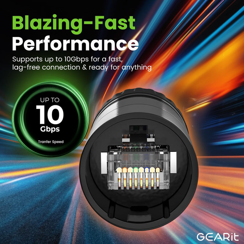 GEARit Shielded CAT6 Ethercon Cable (30 Feet) Professional Audio & Lighting RJ45 EtherCON-Compatible Cable for Studio, Stage, Concerts - 30ft Black 30 Feet