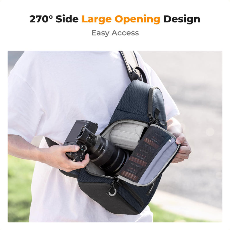 K&F Concept Camera Sling Bag Crossbody Bag Camera Shoulder Backpack DSLR/SLR/Mirrorless Photography Bags Compatible with Canon/Nikon/Sony/Fuji/Gopro/DJI Blue