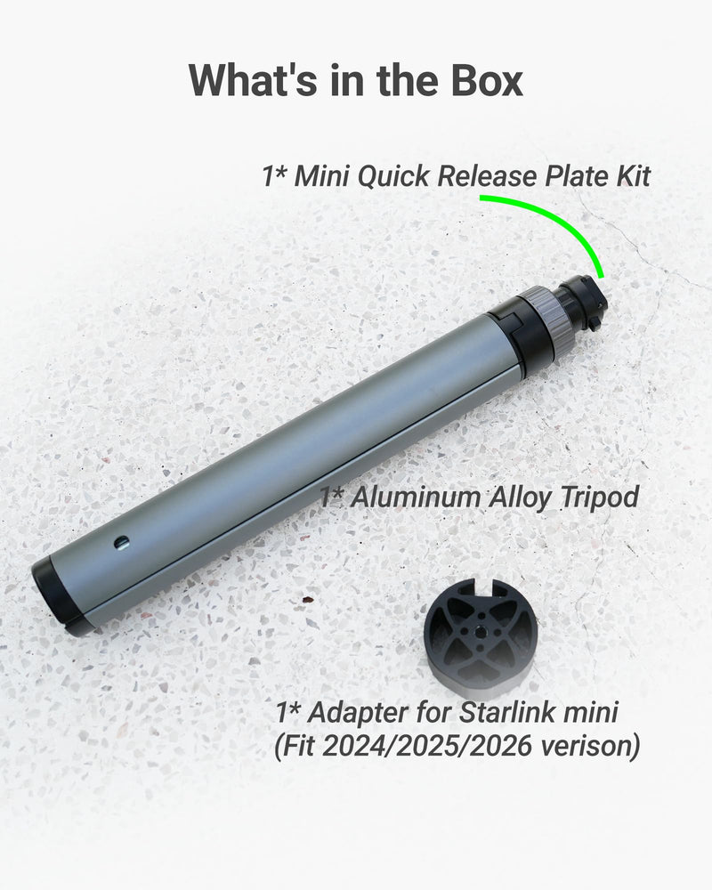 ORLNK T30S Tripod for Starlink Mini &V5 with Quick Release Plate (Aluminum) | Ultra-Compact 11.8" Design for Travel, Camping, Hiking, Fits Starlink V5 & Mini