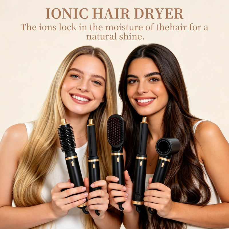 Hair Dryer Comb 5-in-1 Automatic air Curling Iron Set Hair, Styling Tool to Create Straight Hair Shiny Hair Soft Wavy or Narrow Curly Hair, Multifunctional Hair Comb
