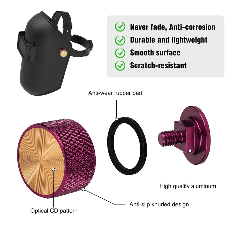 3mirrors Welding Hood (Pipeliner) Fasteners, Welding Helmet Headgear Replacement (Red) Wine-red