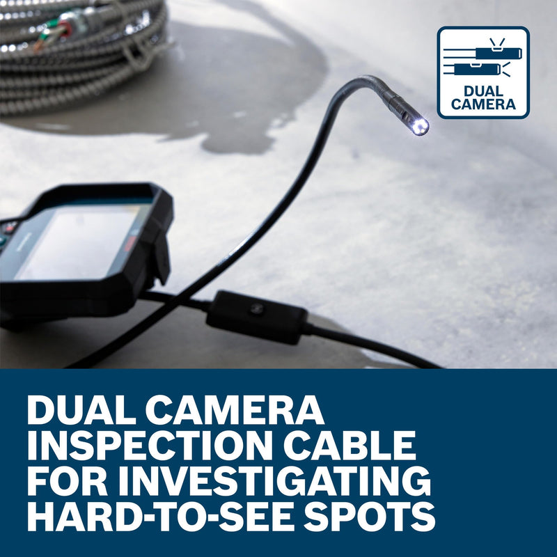 BOSCH GIC-CC5-8D Inspection Camera Cable - 5 Ft. Dual Lens, High-Resolution 1280x720 px, IP67 Rated for Durable Performance, Perfect for HVAC, Auto Mechanic & Home Inspections