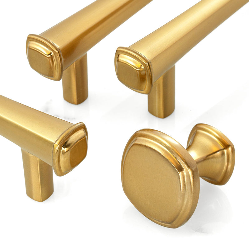 HESTIA HARDWARE 10 Pack Square Gold Knobs for Cabinets, Kitchen, Dresser, Closet and Drawer | Vintage Drawer Knobs, Dresser Hardware(Z20.10.L)