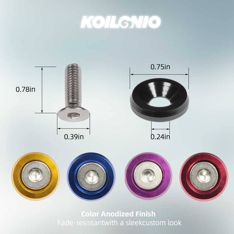 20PCS M6×20mm CNC Aluminum Washer and Bolt Kit – 6-Color Engine Bay Dress-Up Fasteners for Fender, Bumper, Body Panels (SilverTone) SilverTone