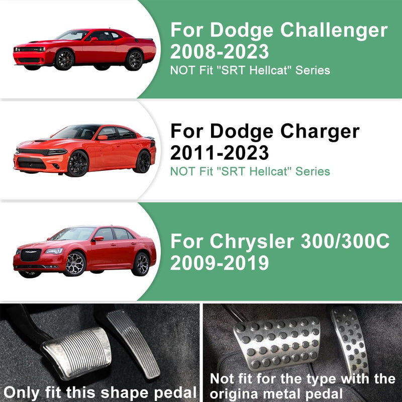 Accelerator Gas Brake Pad Cover Compatible for Dodge Challenger Foot Pedals 2008-2024, Compatible for 2011-2023 Dodge Charger Accessories, for Chrysler 300/300C 2010-2019 Pedal Cover Red
