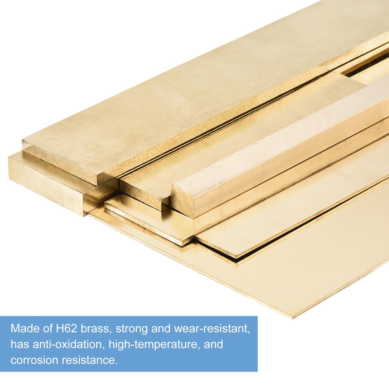 uxcell 2 Pcs H62 Brass Flat Bar Stock, 0.26"x1"x12" Square Metal Solid Brass Bars for Knife Making DIY Handicrafts Architectural Decoration Industry Thermal Conductivity 1/4"x1"x12"
