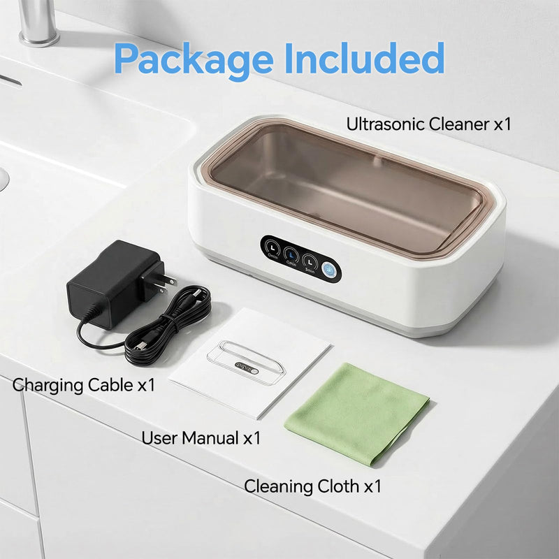 Ultrasonic Jewelry Cleaner Machine: 49KHz Ultrasonic Cleaner with 3 Cleaning Modes for Jewelry,Glasses,Rings,Watch Strap,Dentures,Retainers,Coins,Earring,650ML 304 Stainless Steel Tank(White) White