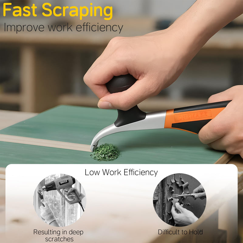 Premium Ergonomic Carbide Scraper - 2-1/2", Heavy-Duty Tool for Wood, Metal, Glass & Floors, Removal on Various Surfaces Dry Glaze, Stains, Putty, Scratches, Rust, Paint, Glue, Varnish, Resin - 65 mm ‎Carbide Scraper (with Blades)