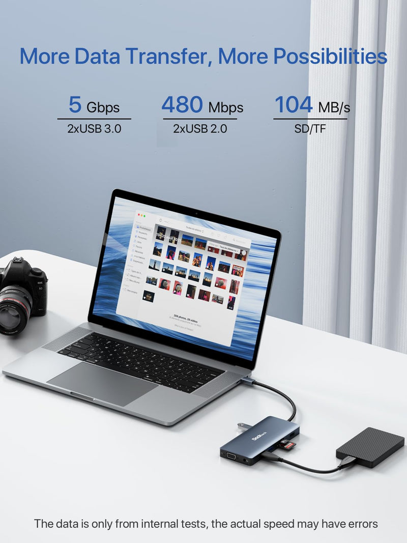 USB C Docking Station, dockteck 12 in 1 USB C Hub Adapter with 2 HDMI 4K, VGA, Ethernet, 4 USB-A Ports, Audio, 100W PD, SD/TF Card Reader for MacBook Pro Air, XPS, Surface 12 IN 1 Space Grey