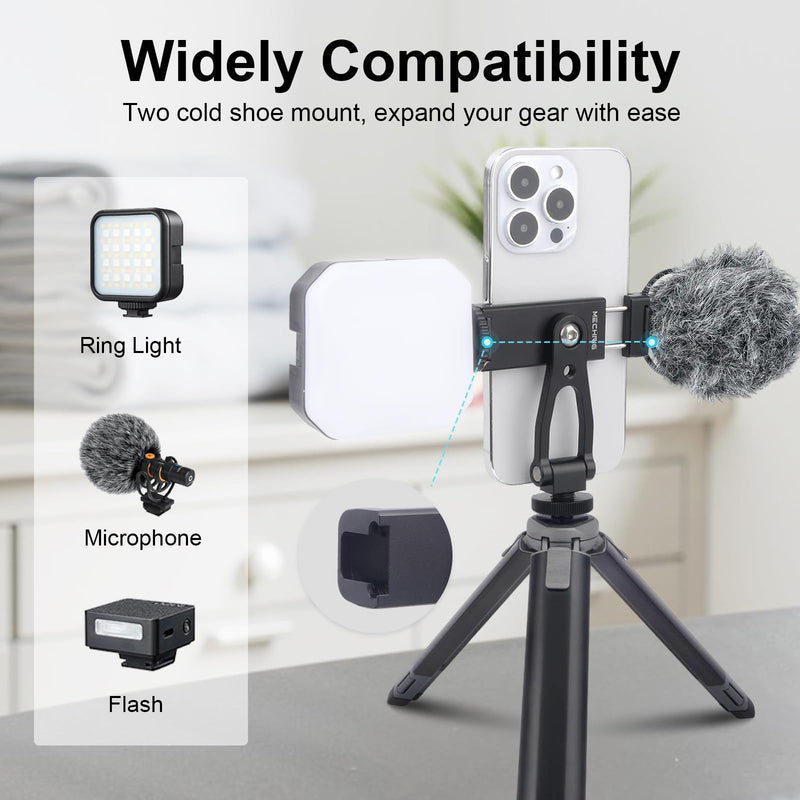Mini Camera Tripod Kit, All Aluminum Desk Tripod with 360° Phone Holder for DSLR/Action Camera/Cellphone, Phone Tripod Stand Selfie Stick for Video Recording/Vlogging, Max Load 11lbs (SY027)