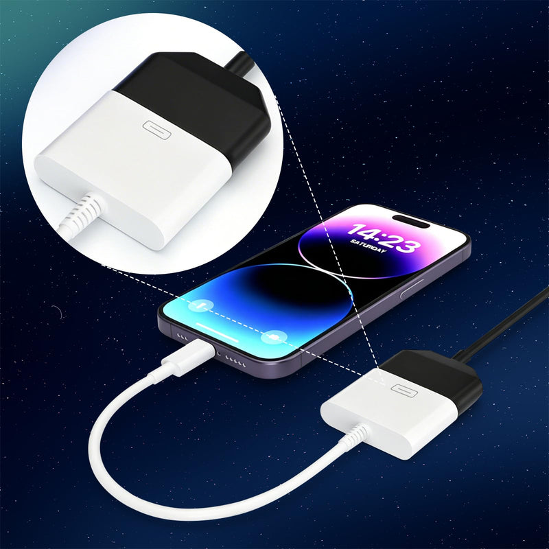 Lightning to 30 Pin Female Adapter for iPhone, 8 Pin to 30 Pin Cable | Apple MFi Certified, Charging and Data Transfer Converter for iPhone 14 13 12 11 Xs X 8 7 6 5 4 iPad iPod - No Audio Support