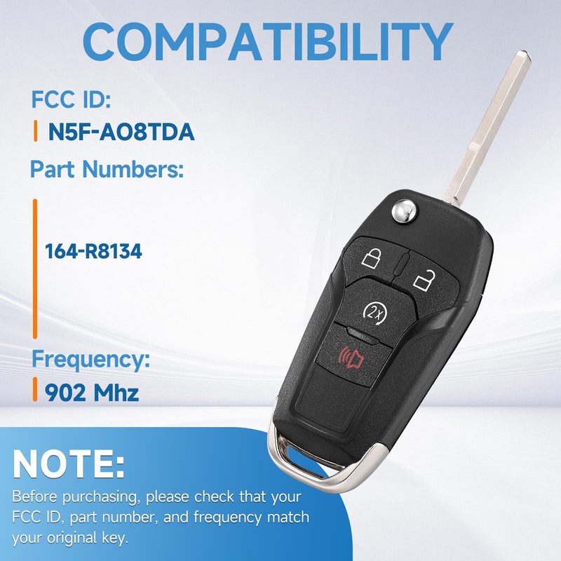 2Pcs Smart Key Fob Replacement Remote fits for Ford F-150 2015-2024 F-250/F-350/F-450/F-550 2017-2024 Ranger 2019-2022 Bronco 2021-2022 Car Keyless Entry Remote N5F-AO8TDA 902Mhz 49