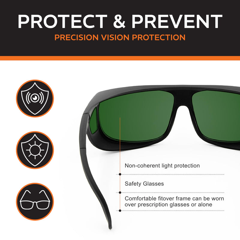 NoIR IPL Safety Glasses, Fitover Protective Eyewear for Women and Men, Ideal for Aesthetic, Forensic and Non-coherent Applications, CE-Certified 190–1800nm 3pl_38 (Fitover)
