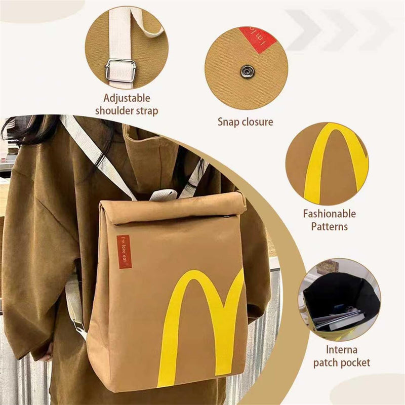 Funny Retro Paper Bag Personalized Large Capacity Crossbody Shoulder Laptop Bag Cute Canvas Bag