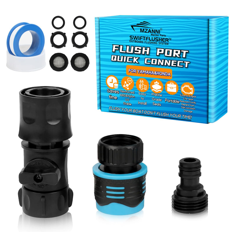 SWIFTFLUSHER Outboard Quick Connect Flush Kit for Mercury, Suzuki，Yamaha & Honda，Outboard Flush Kit，Flush Port Quick Connect，Outboard Engine Motor Flushers，Outboard Engine Flush Adapter for YAMAHA&HONDA single motor