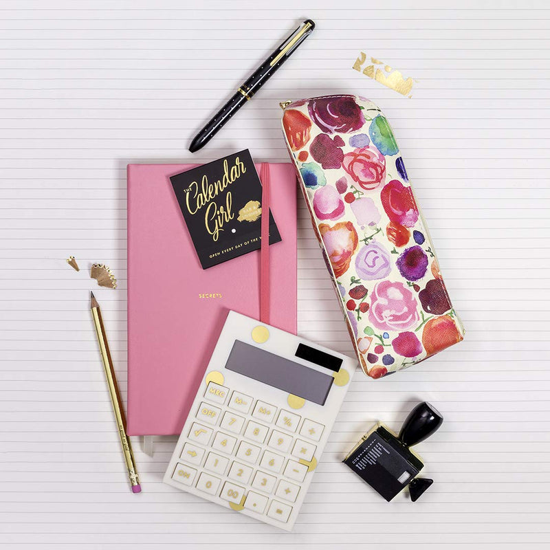 Kate Spade New York Standard Function Desktop Calculator, Acrylic Solar Powered Calculator, Gold Dot