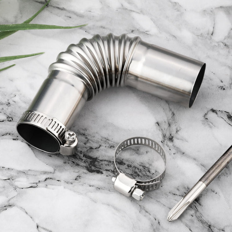 2pcs Diesel Heater Exhaust Pipe, Stainless Steel 24mm Parking Air Heater Exhaust Pipe Tube Elbow Connector with 4 Clamps for Webasto Eberspacher Diesel Boat Heater 13cm Exhaust Pipes and Tips