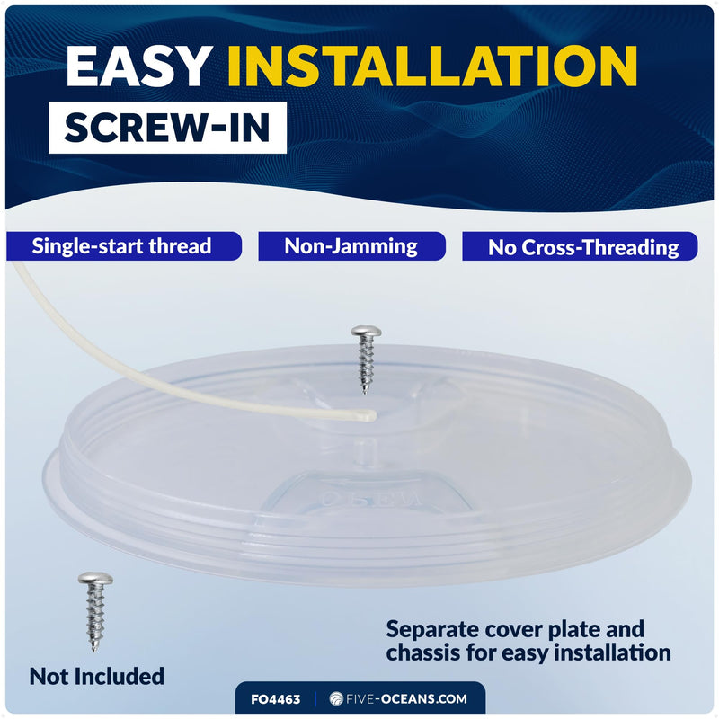 Five Oceans 4" Boat Hatch, Marine Round Inspection Deck Plate Hatch with Detachable Clear Lid, UV-Resistant ABS White Plastic, for Pontoon, Fishing Boat, Bass Boat, Yacht, RVs, Caravan - FO4463 4 Inches