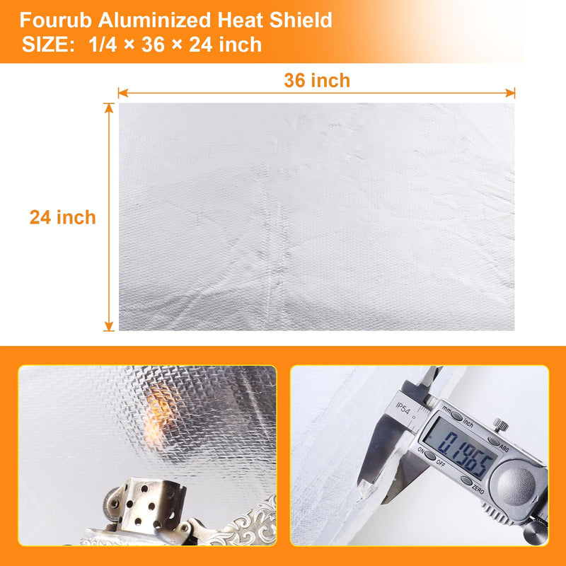 Automotive Aluminized Heat Shield Up to 2280°F High Temp Thermal Barrier Fiber (None Adhesive Backed) (1/4" X 36" X 24") 1/4" X 36" X 24"
