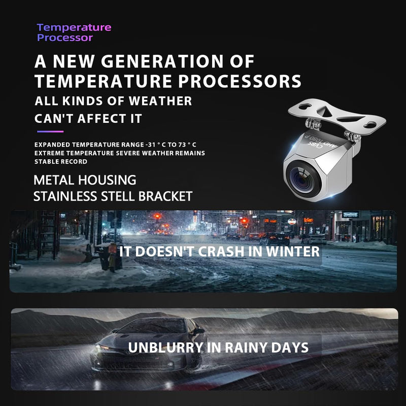 Backup Camera for Car, AHD1080P/CVBS Metal Housing Wide Angle Rearview Reversing Back up Camera, Perfect Night Vision IP69 Waterproof Reverse Rear View Camera for Car SUV Pickup and Other Vehicles