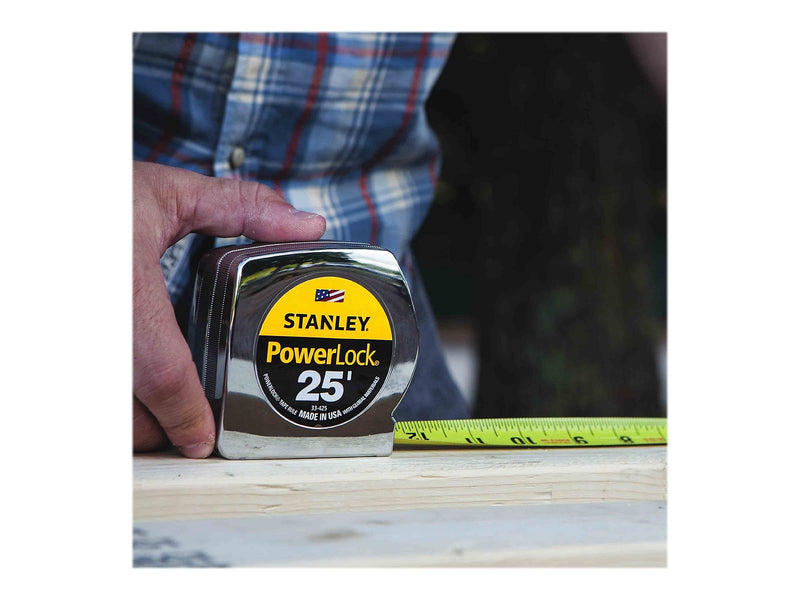 Stanley 33425 Powerlock II Power Return Rule, 1-Inch x 25ft, Chrome ABS/Yellow