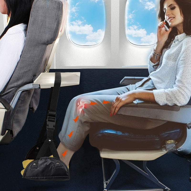 Upgraded Airplane Footrest - Thickened Super-Size Foot Hammock with Premium Memory Foam Reduce Swelling and Pain - Airplane Travel Accessories - Travel Foot Rest Make Your Long Trip More Comfortable