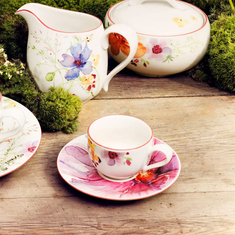 Villeroy & Boch Mariefleur Basic Espresso Cup, 2.75 oz, Premium Porcelain, White/Multicolored Classic