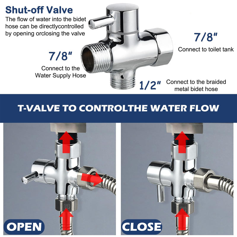 Handheld Bidet Sprayer Toilet Kit - Water Tank Hook and 59in ABS Flexible Telescopic Shower Hose